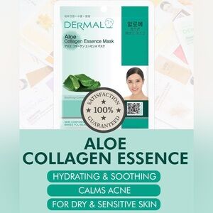 Lot of 10 Korean Face Masks - Aloe Collagen Essence Facial Mask Sheet